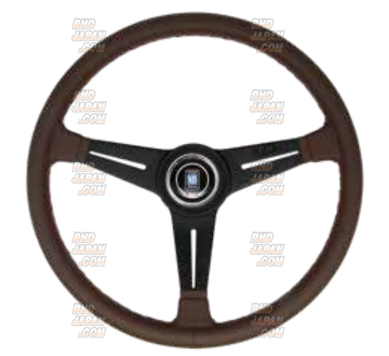 NARDI Classic Steering Wheel Brown Smooth Leather Brown Stitch Black Spoke - 380mm